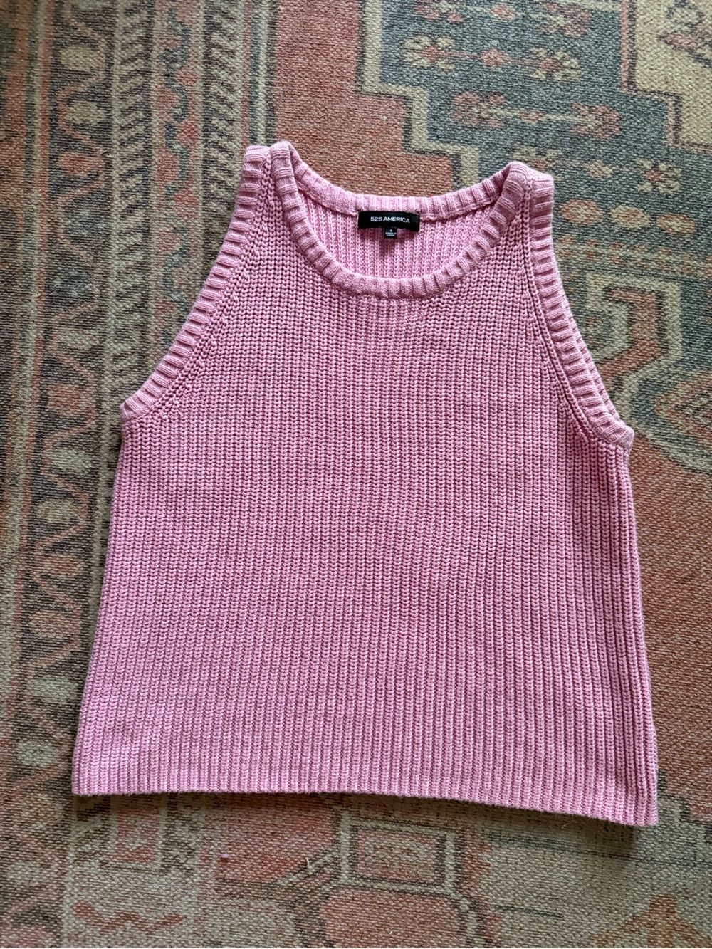 525 America Pink Heavy Knit Tank Sweater